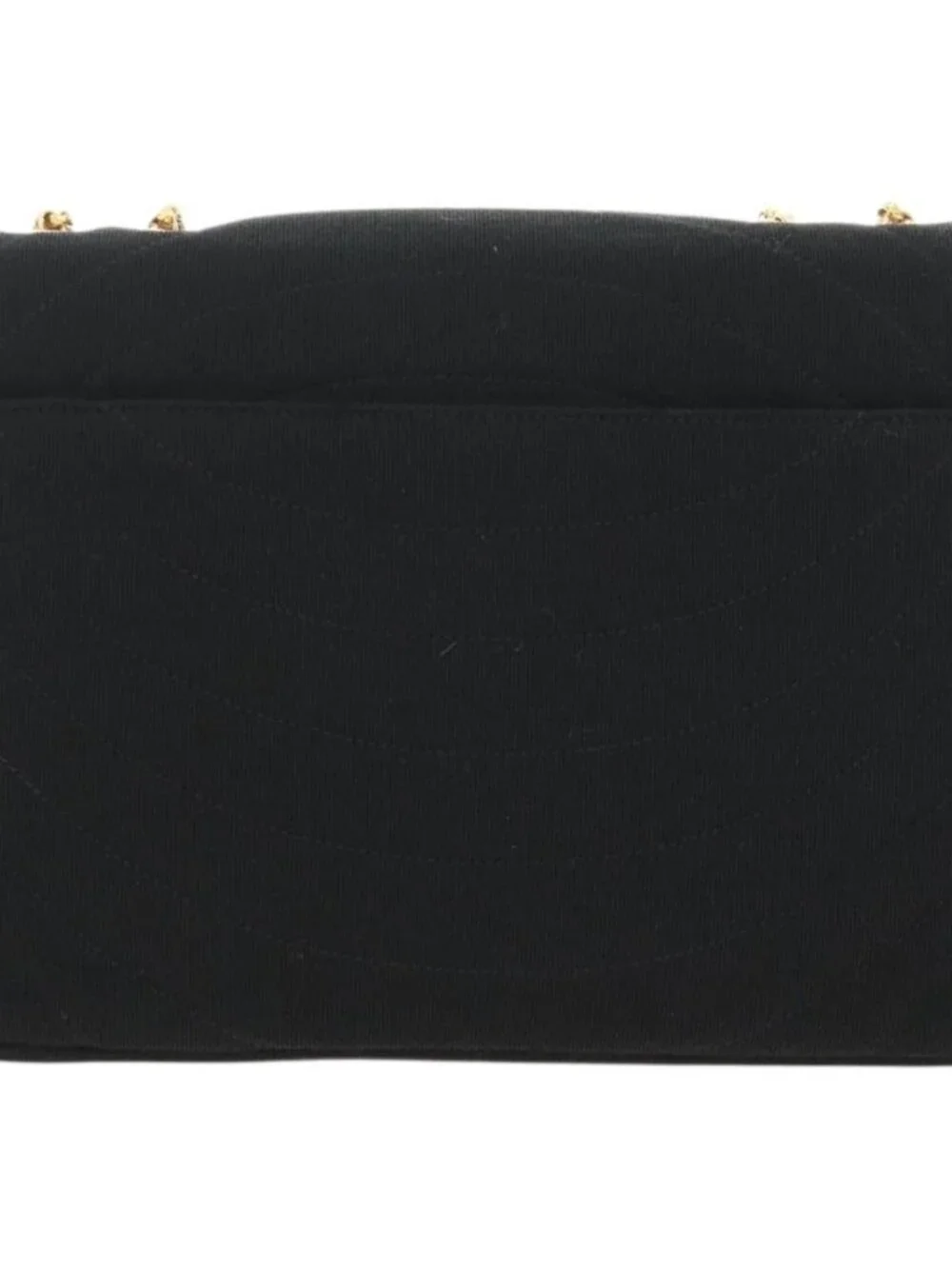 CHANEL Chain Shoulder Bag Cotton Black Gold CC Auth BA13415V